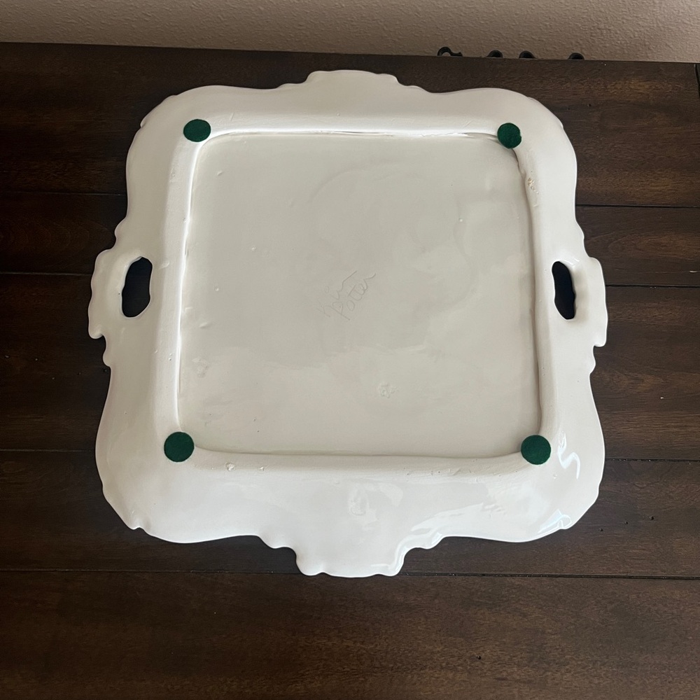 Beautiful Glass Serving Platter Tray with Handles - Holly & Ivy - NWOT - Picture 2 of 5